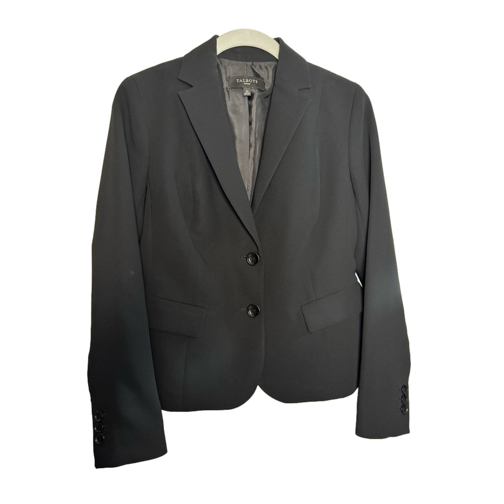 Talbots Petites EUC Black Blazer Jacket Button Down 2P 17” PTP